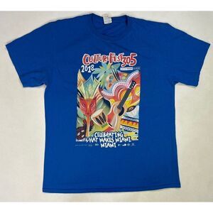 Culture Fest 305 Miami Museum 2018 Art Graphic T-shirt Men Large Blue
